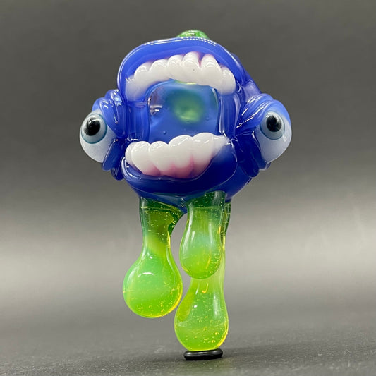Drippy screamer pendant hand blown glass art - Leviathan Glass