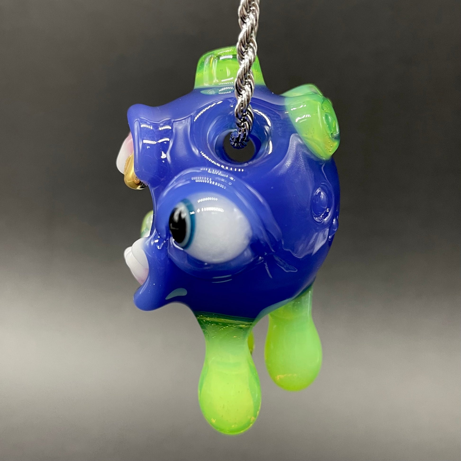 Drippy screamer pendant by Leviathan Glass - artisan detail