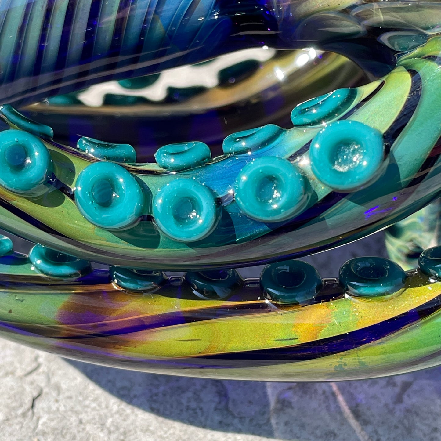 Hand-blown Tentacle tongue bubbler - Leviathan Glass original