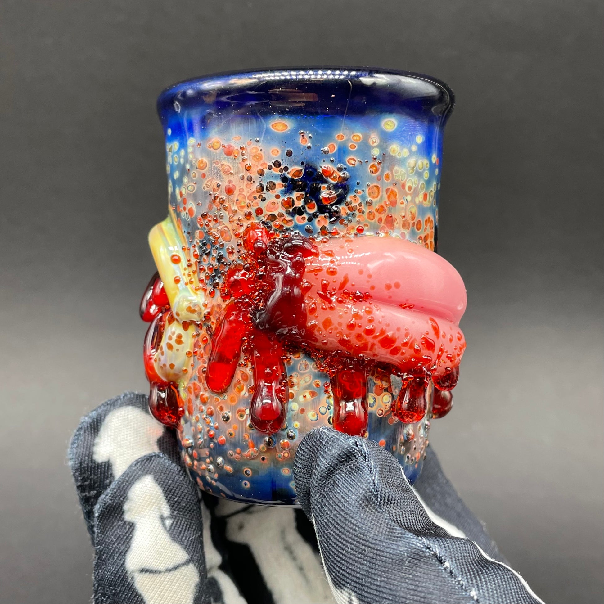 Hand-blown Bite your tongue shot glass - Leviathan Glass original