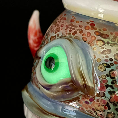 Hand-blown Santa hat cyclops ornament - Leviathan Glass original