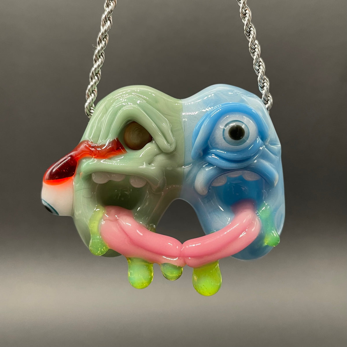 Hand-blown glass Two headaches are better than one by Leviathan Glass