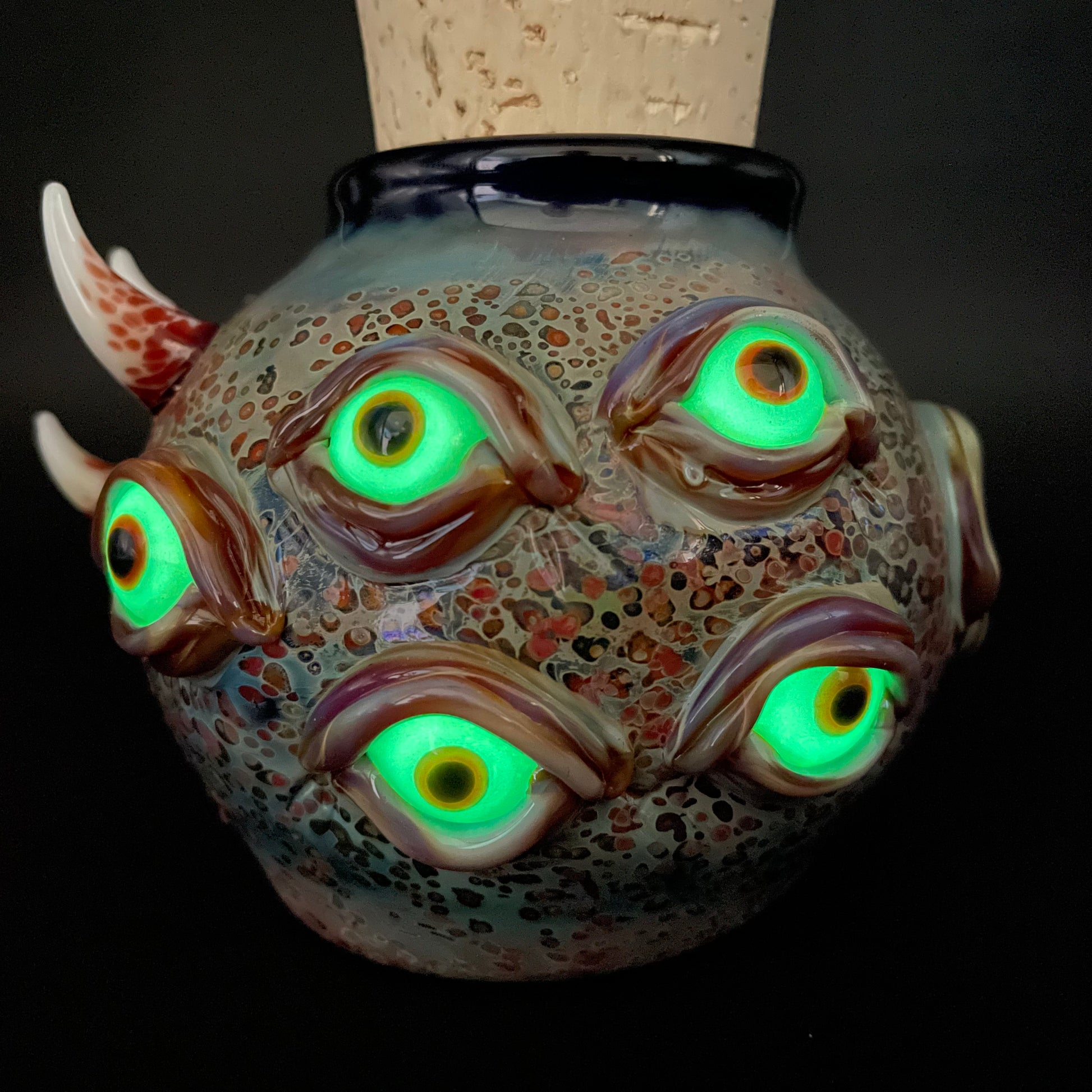 Hand-blown Large bizarre glass cork jar - Leviathan Glass original