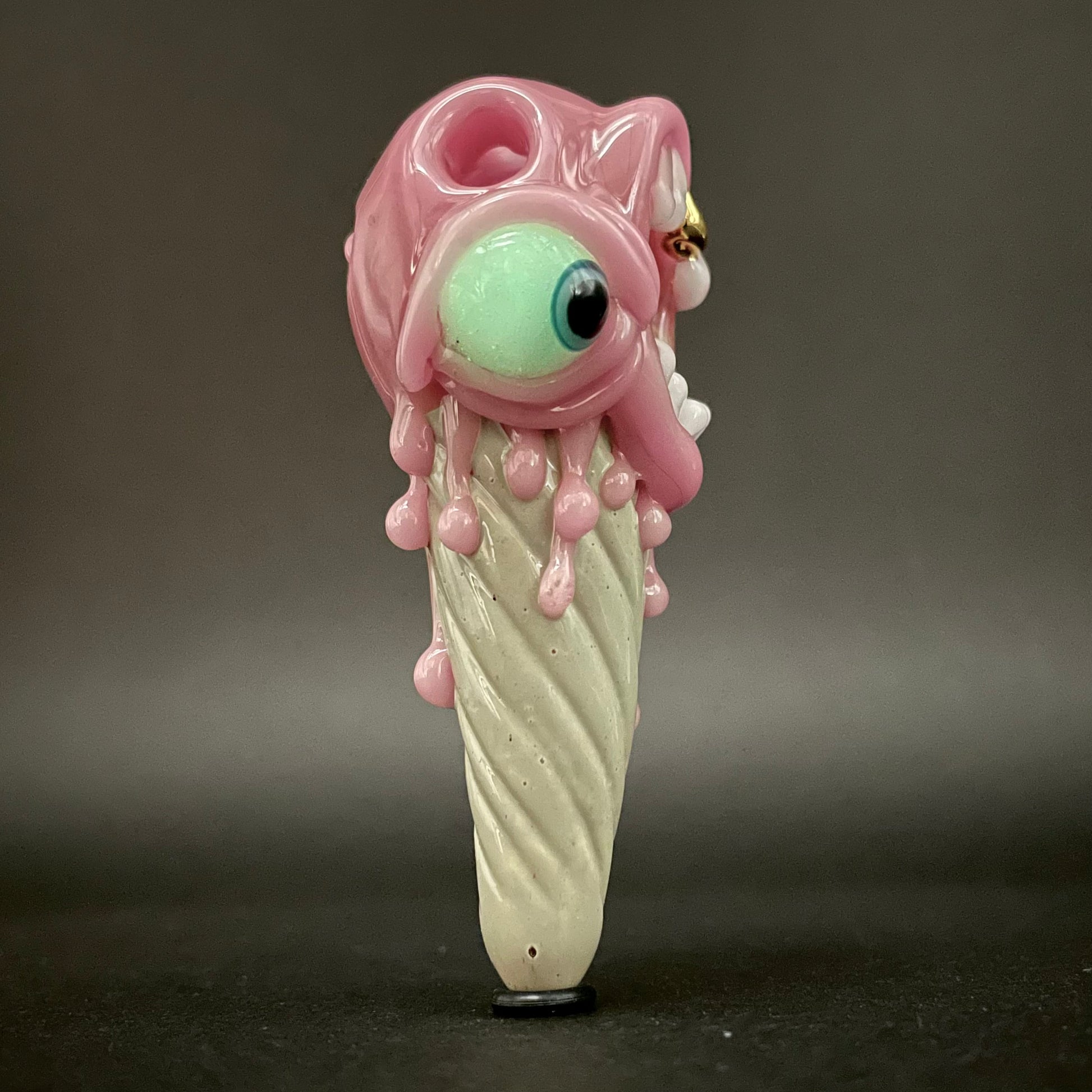 Hand-blown Ice scream cone pendant - Leviathan Glass original