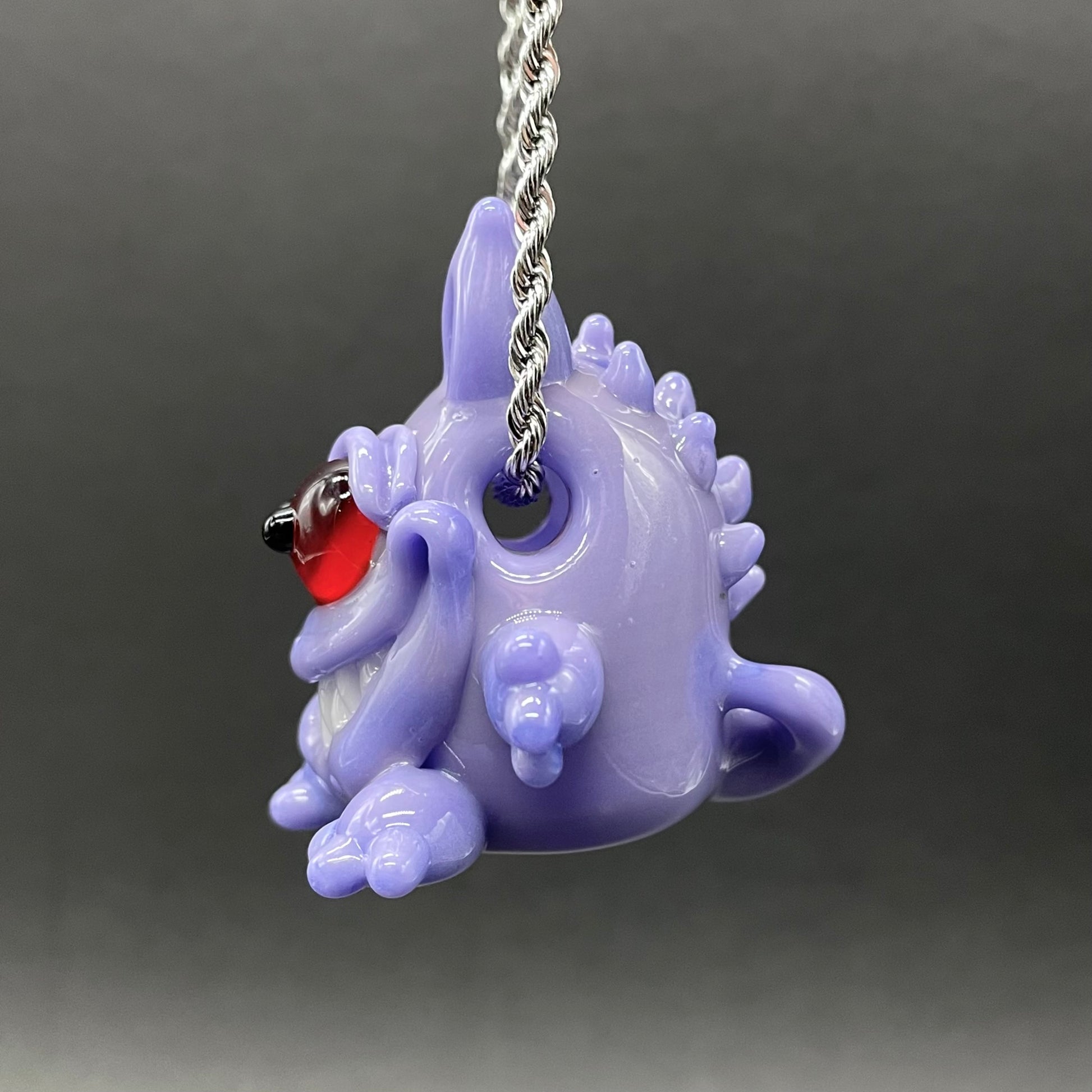 Hand-blown Gengar Pokémon glass pendant - Leviathan Glass original