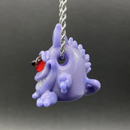Hand-blown Gengar Pokémon glass pendant - Leviathan Glass original