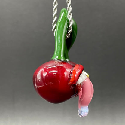 Hand-blown Cherry lover pendant - Leviathan Glass original