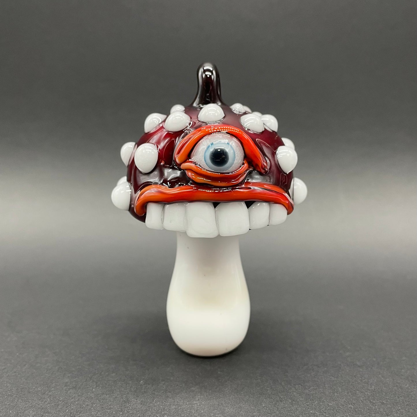 Cyclops mushroom ornament hand blown glass art - Leviathan Glass