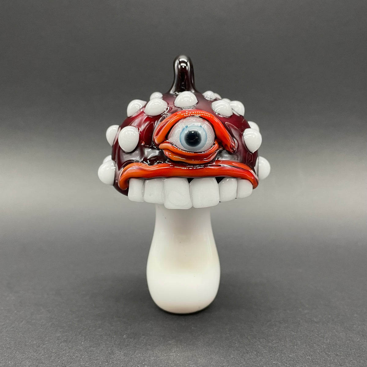 Cyclops mushroom ornament hand blown glass art - Leviathan Glass