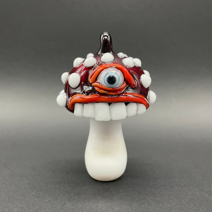 Cyclops mushroom ornament hand blown glass art - Leviathan Glass