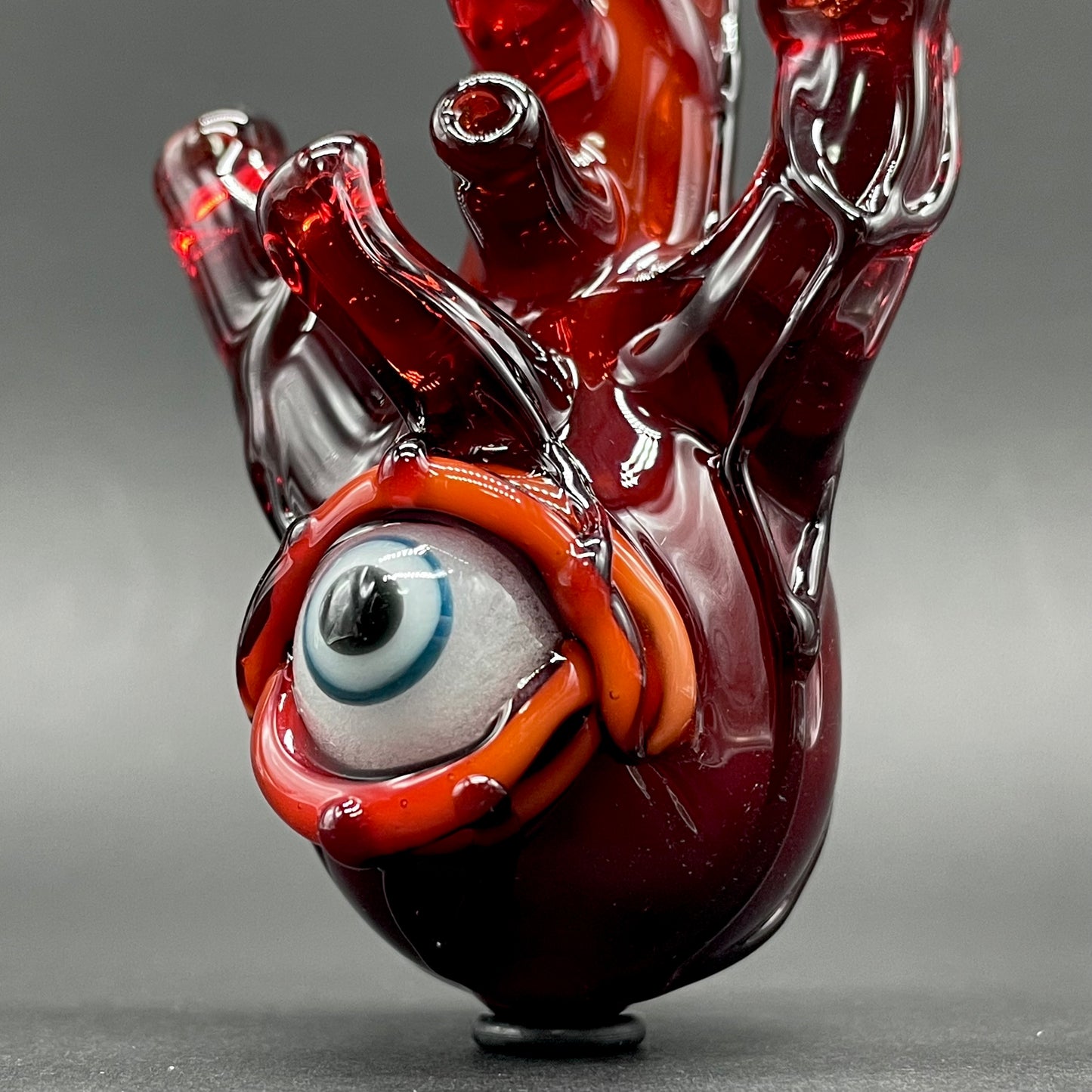 Anatomical glass heart cork jar pendant craftsmanship - artisan glass work