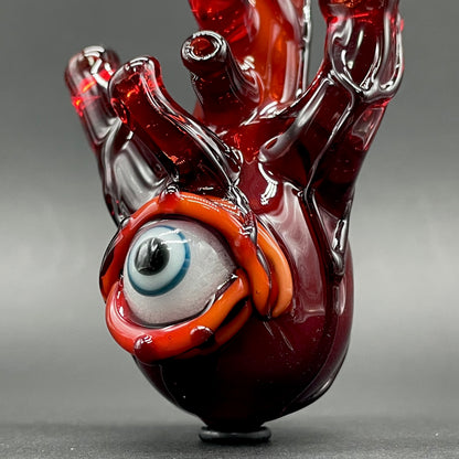 Anatomical glass heart cork jar pendant craftsmanship - artisan glass work