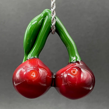 Premium Cherry flavored glass eye pendant - collectible glass art