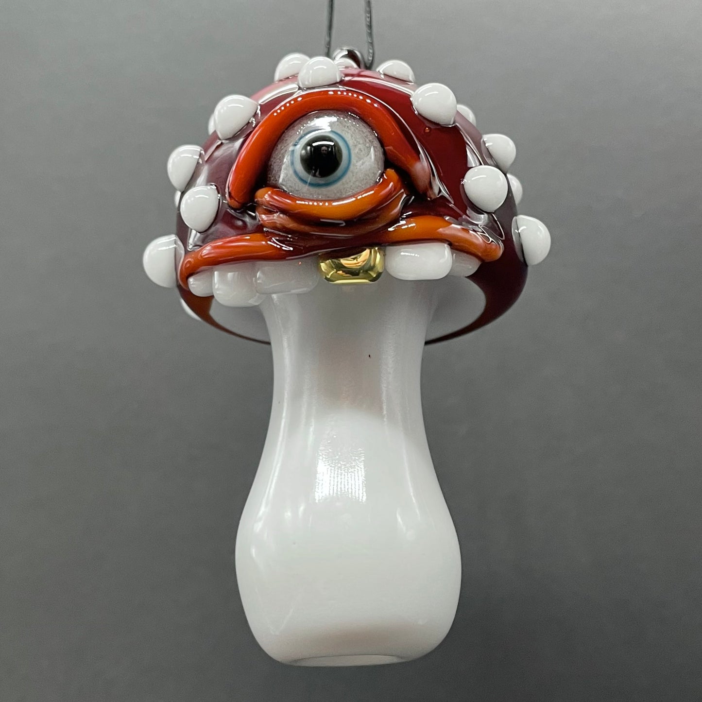 Hand-blown Cyclops mushroom ornament - Leviathan Glass original