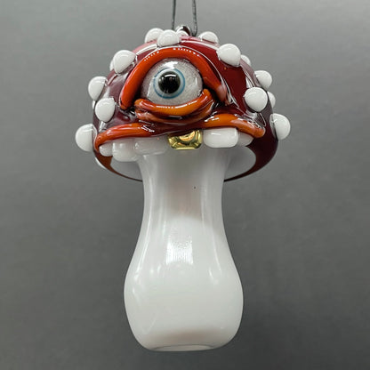 Hand-blown Cyclops mushroom ornament - Leviathan Glass original