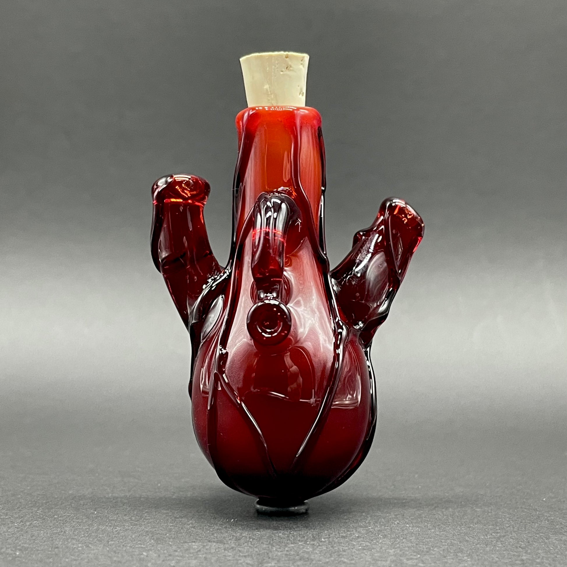 Anatomical glass heart cork jar pendant by Leviathan Glass - artisan detail