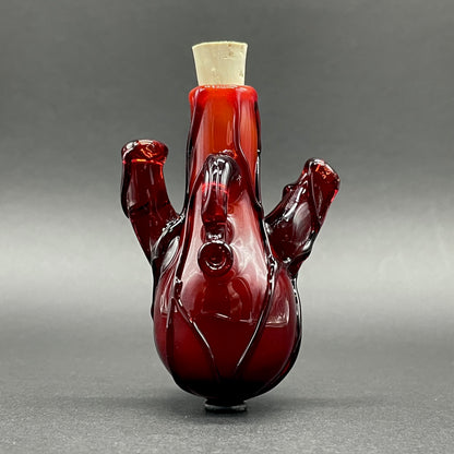 Anatomical glass heart cork jar pendant by Leviathan Glass - artisan detail