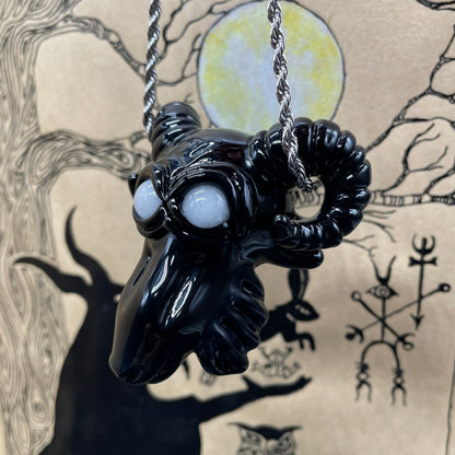 Hand-blown Black Philip pendant - Leviathan Glass original