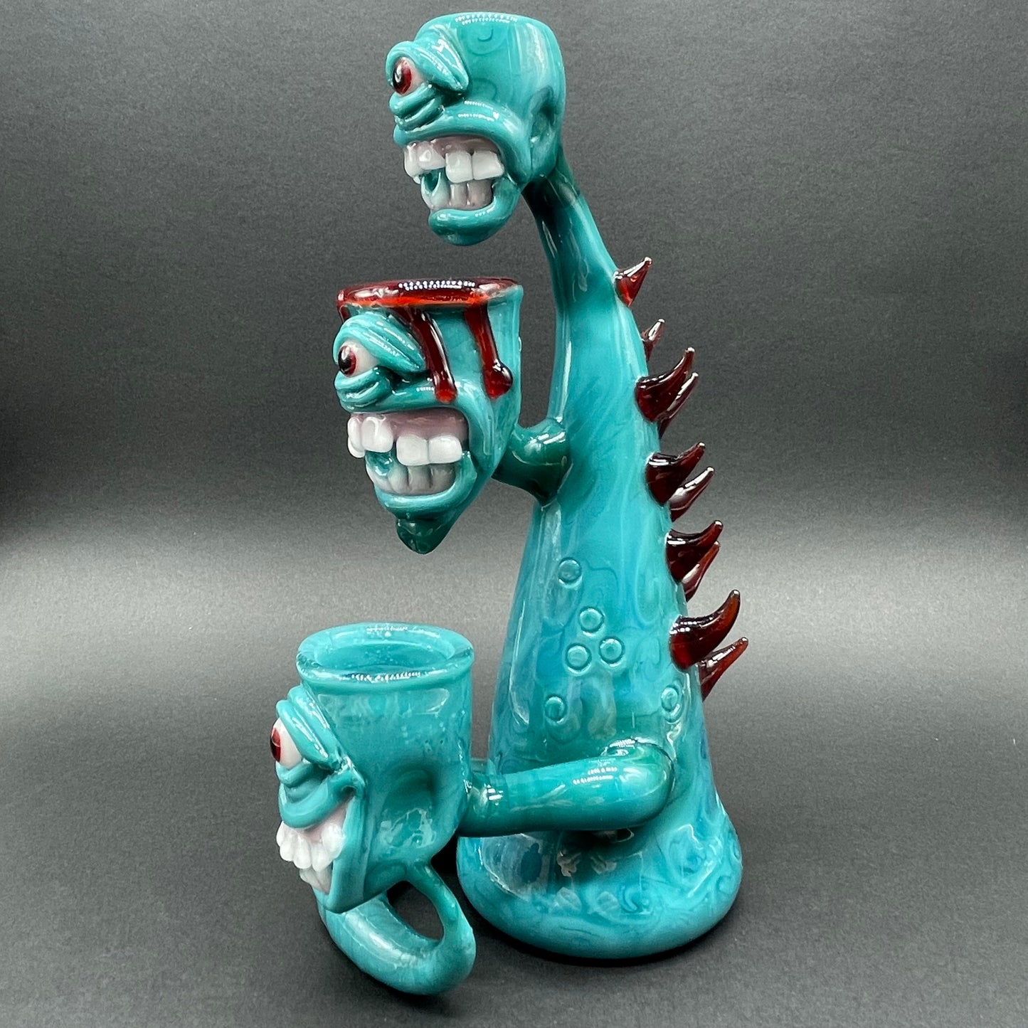 Hand-blown 3 headed downdraft incense burner - Leviathan Glass original