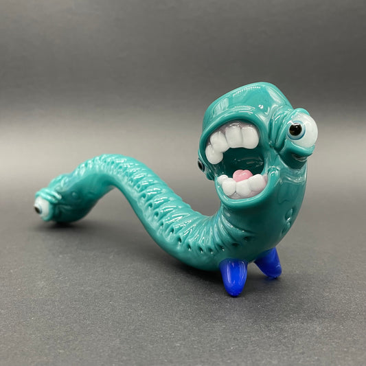 Hand-blown glass Screaming agua azule Gandalf by Leviathan Glass