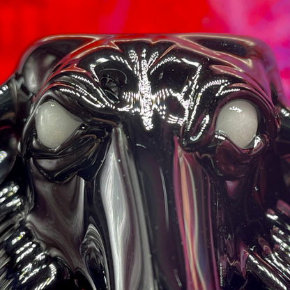 Artisan glass 14mm black Philip slide - detailed craftsmanship