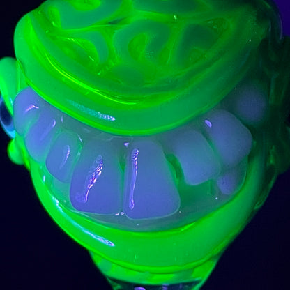 Hand-blown 14mm uv smiley face slide - Leviathan Glass original