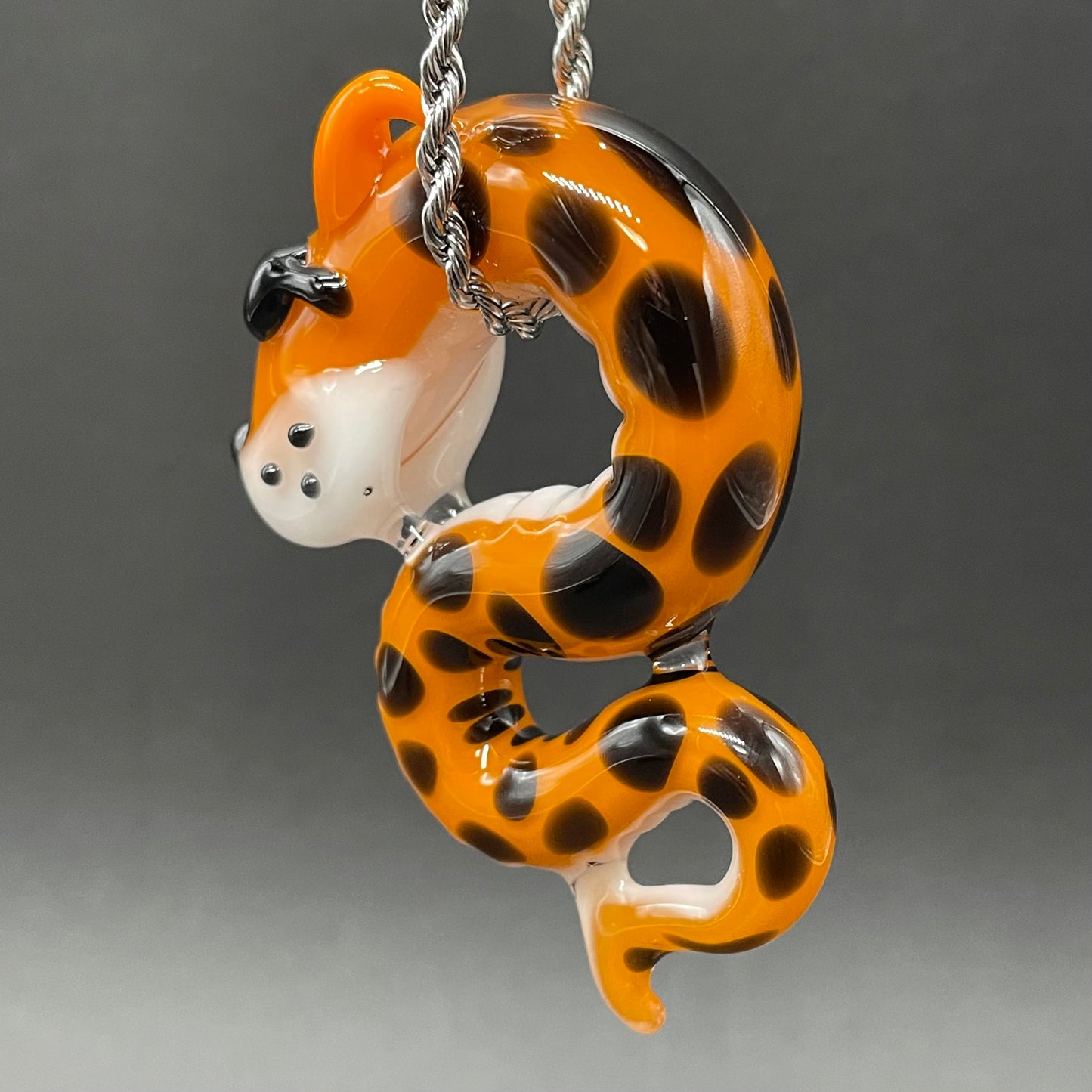 Slithering Chester Cheetah glass pendant