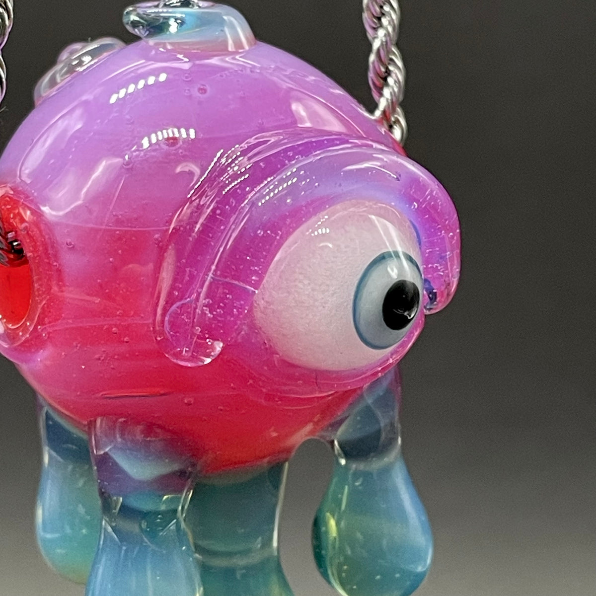 Drippy cyclops glass pendant hand blown glass art - Leviathan Glass