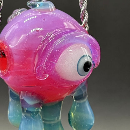 Drippy cyclops glass pendant hand blown glass art - Leviathan Glass