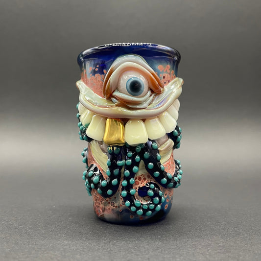 Hand-blown glass Sushi breath shot glass by Leviathan Glass