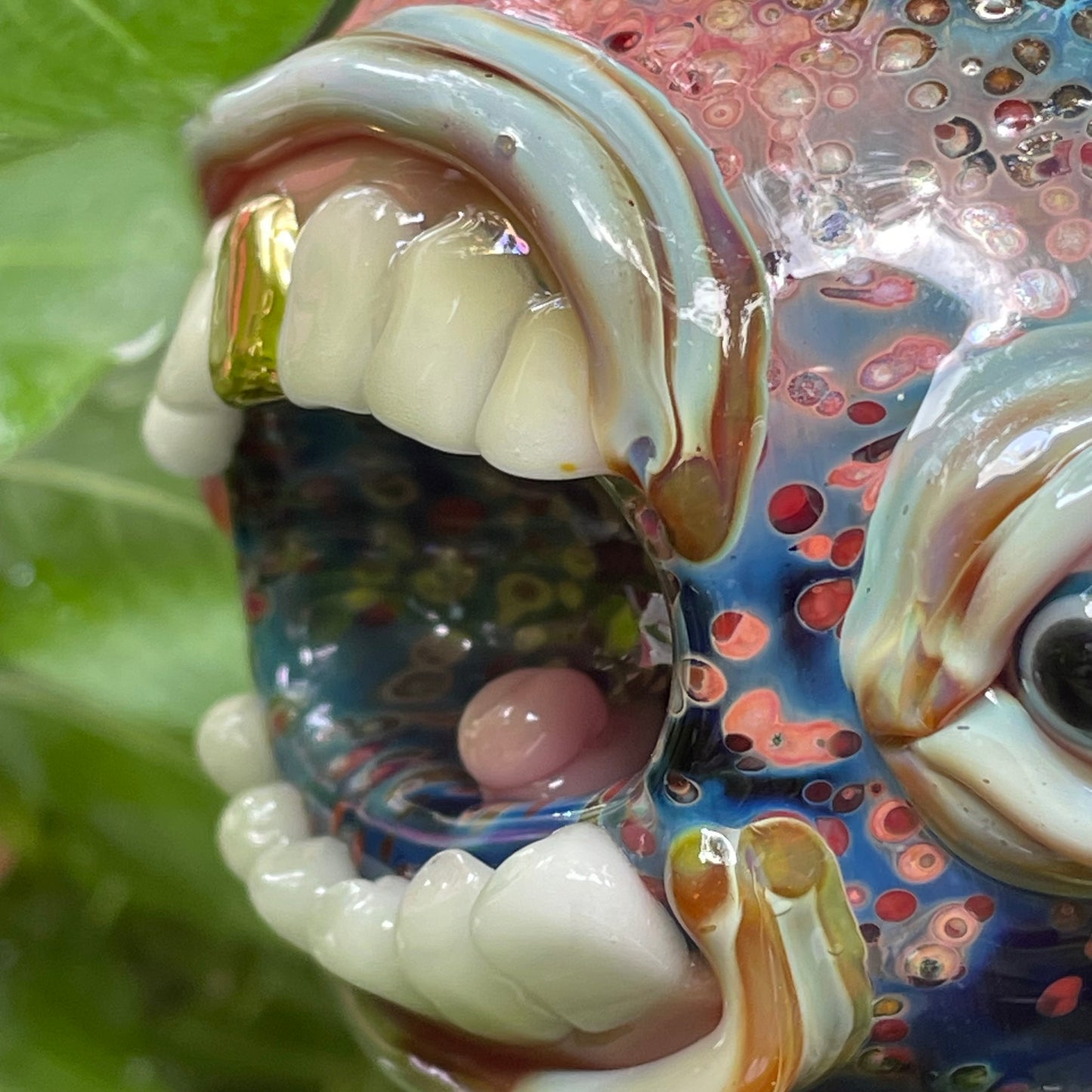 Hand blown glass monster watering globe
