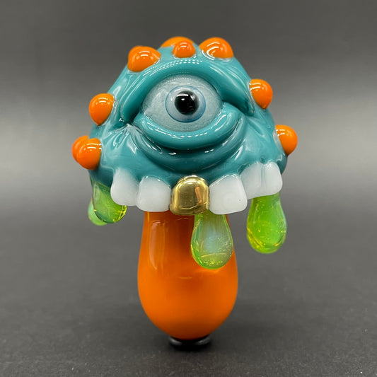 About last night glass mushroom pendant detail view - premium glass art