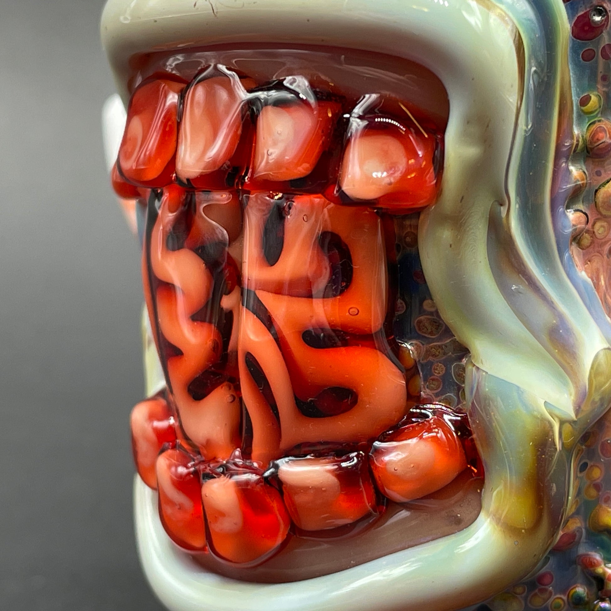 Brain eating zombie shot glass glass art - premium handcrafted piece