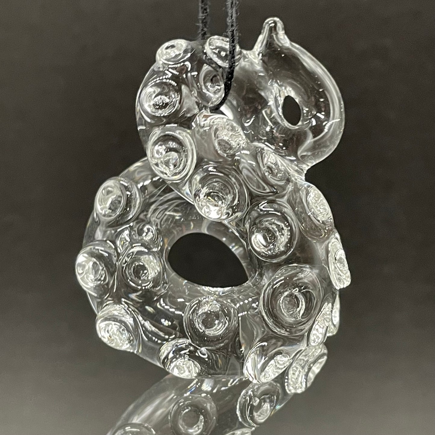 3 clear tentacle ornaments glass art - premium handcrafted piece