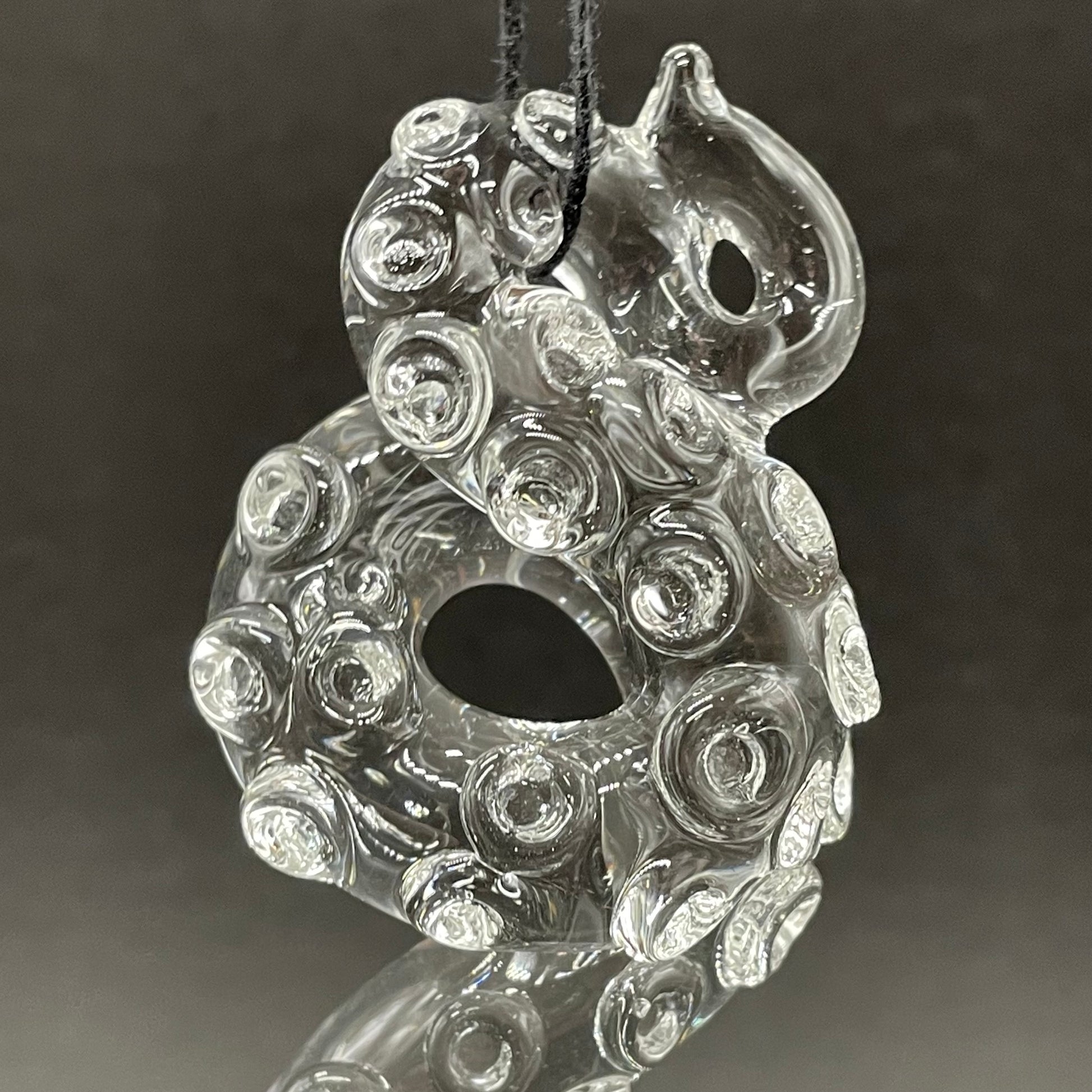 3 clear tentacle ornaments glass art - premium handcrafted piece