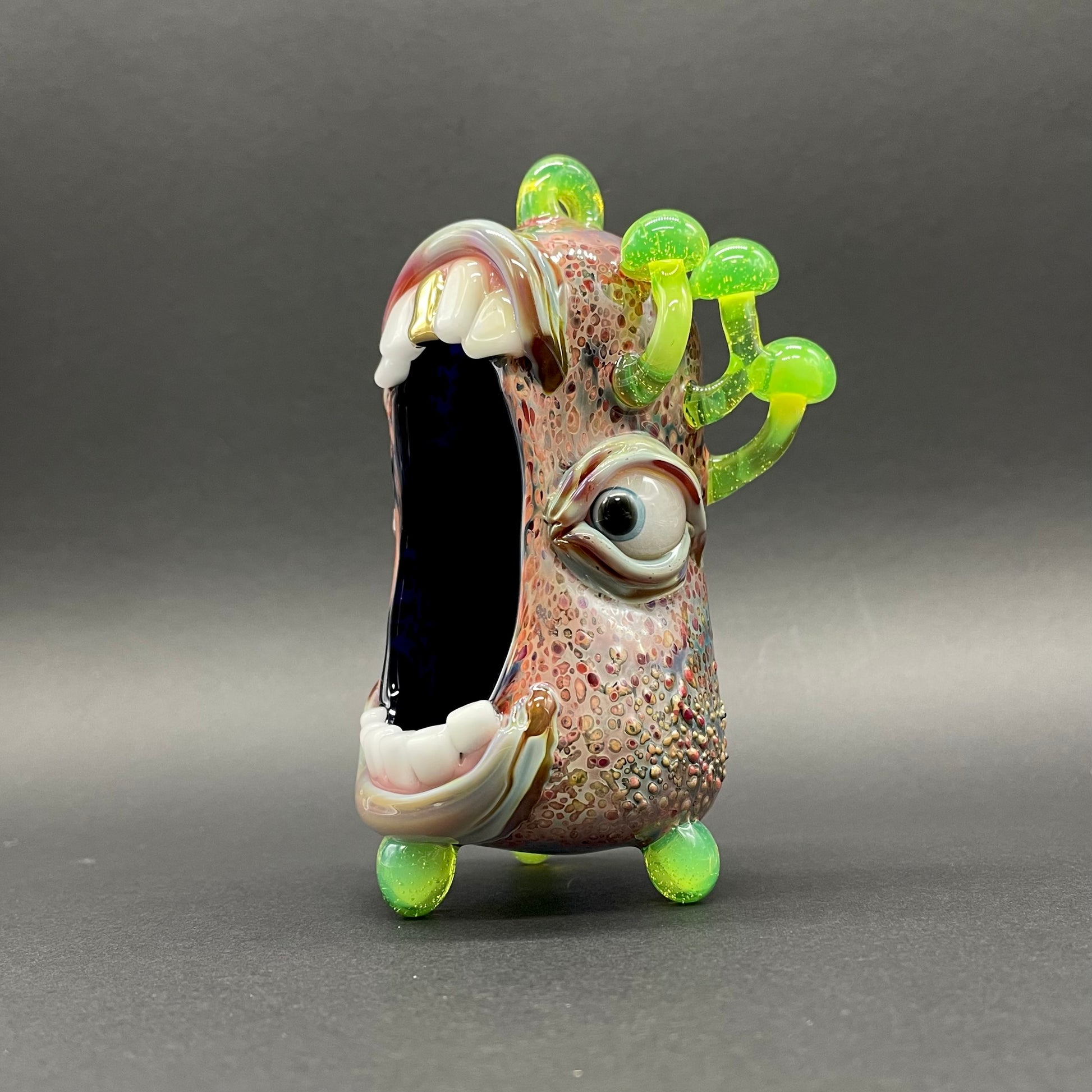 Hand-blown glass Screaming incense burner by Leviathan Glass