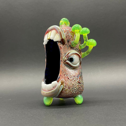 Hand-blown glass Screaming incense burner by Leviathan Glass