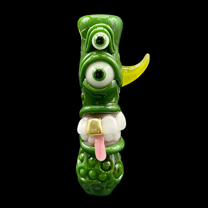 Hand-blown glass Shamrock Chillum by Leviathan Glass
