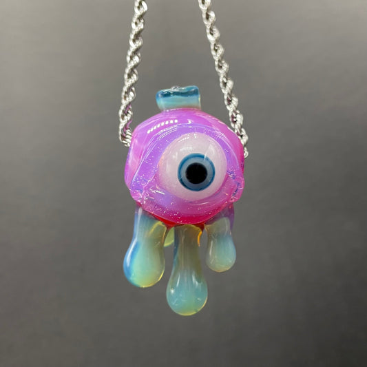 Hand-blown glass Drippy cyclops glass pendant by Leviathan Glass