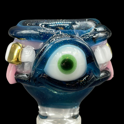 Hand-blown glass 18mm too many teeth slide by Leviathan Glass