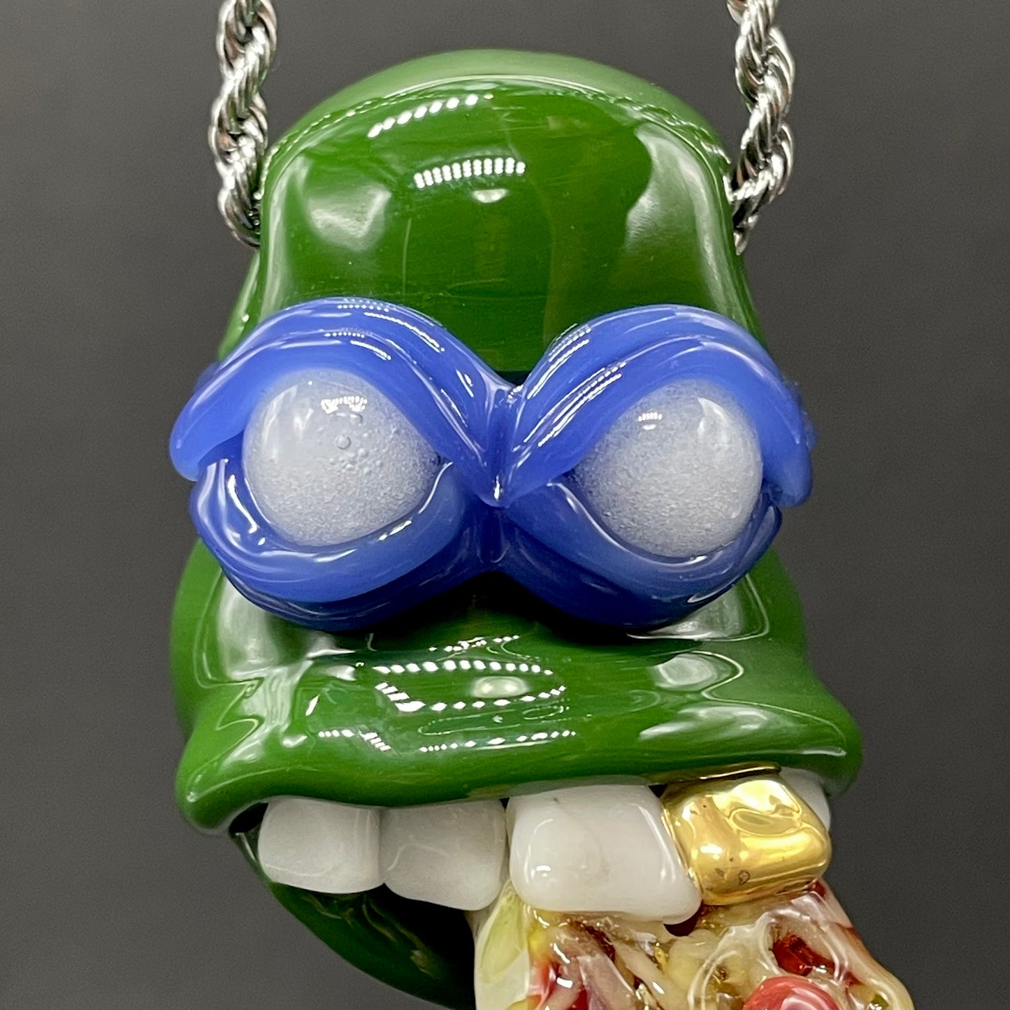 Leonardo Ninja TurtleHandblown Pendant, TMNT Inspired Collectible glass necklace glass art - premium handcrafted piece