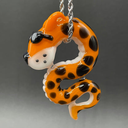 Slithering Chester Cheetah glass pendant