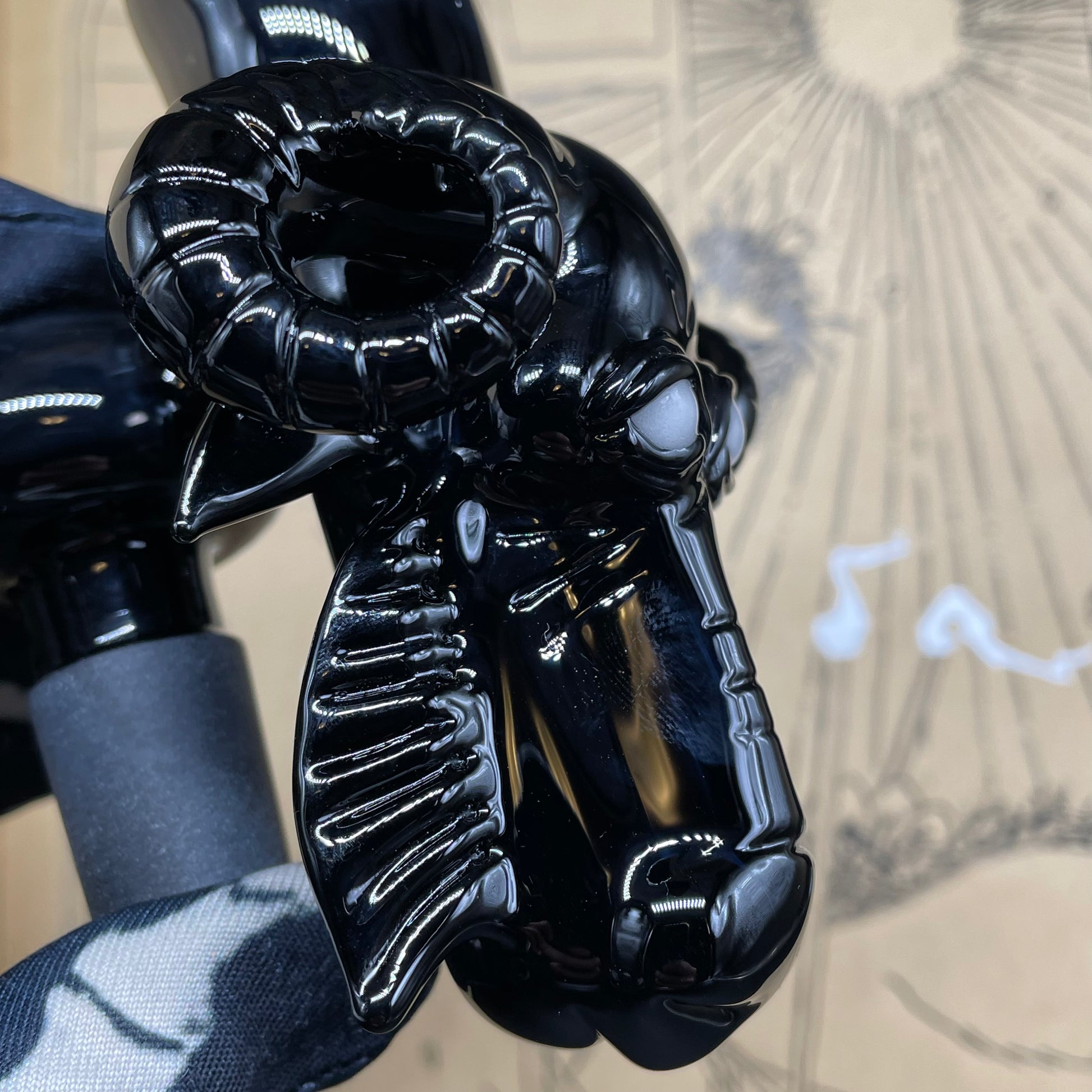 Hand-blown 18mm black Philip dry catch - Leviathan Glass original