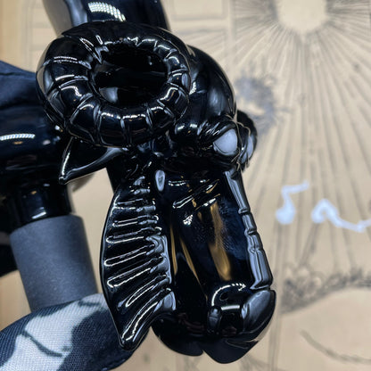Hand-blown 18mm black Philip dry catch - Leviathan Glass original