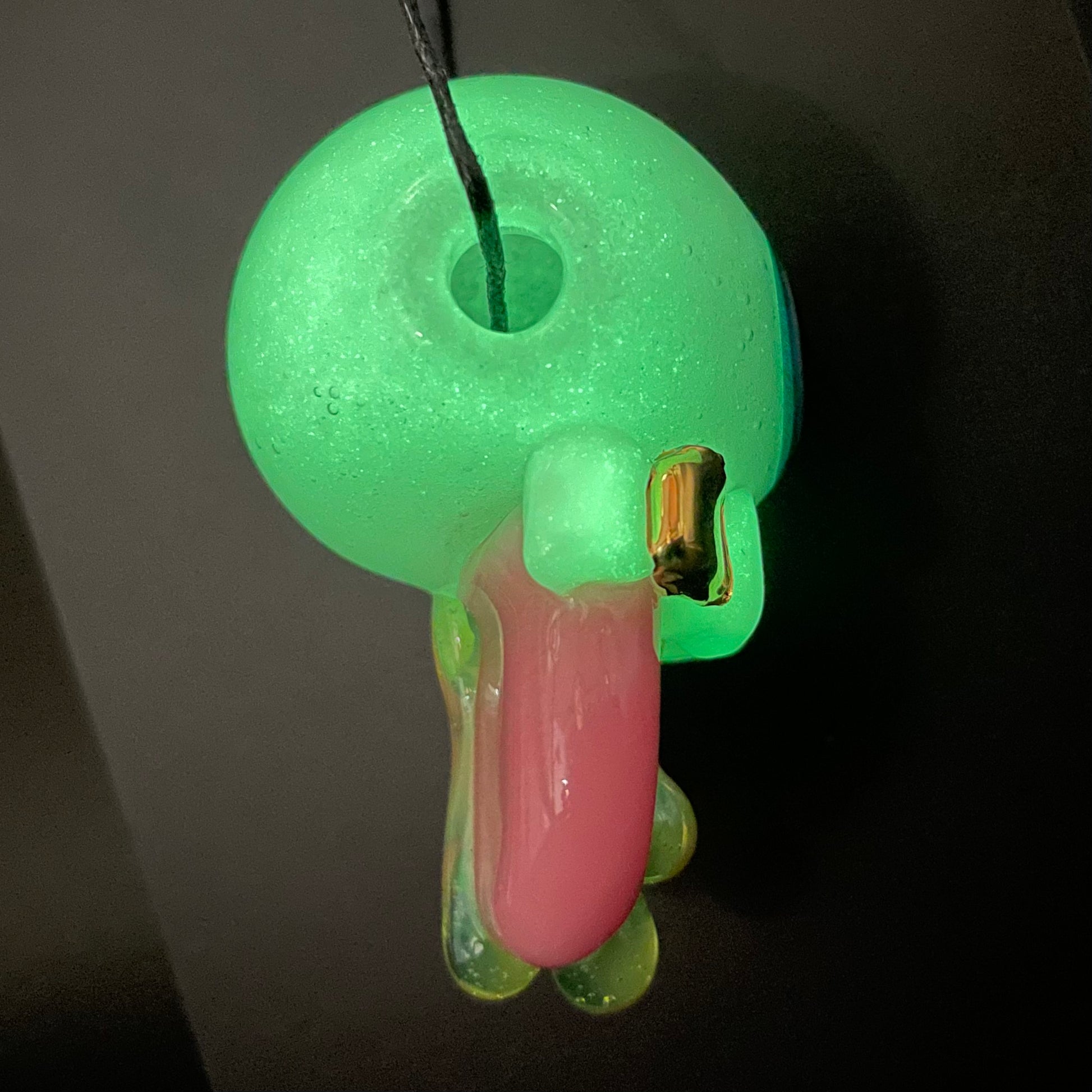 Hand-blown Glow in the dark eye pendant - Leviathan Glass original