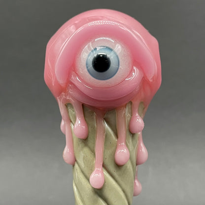 Close-up of Eye scream cone pendant - handcrafted glass