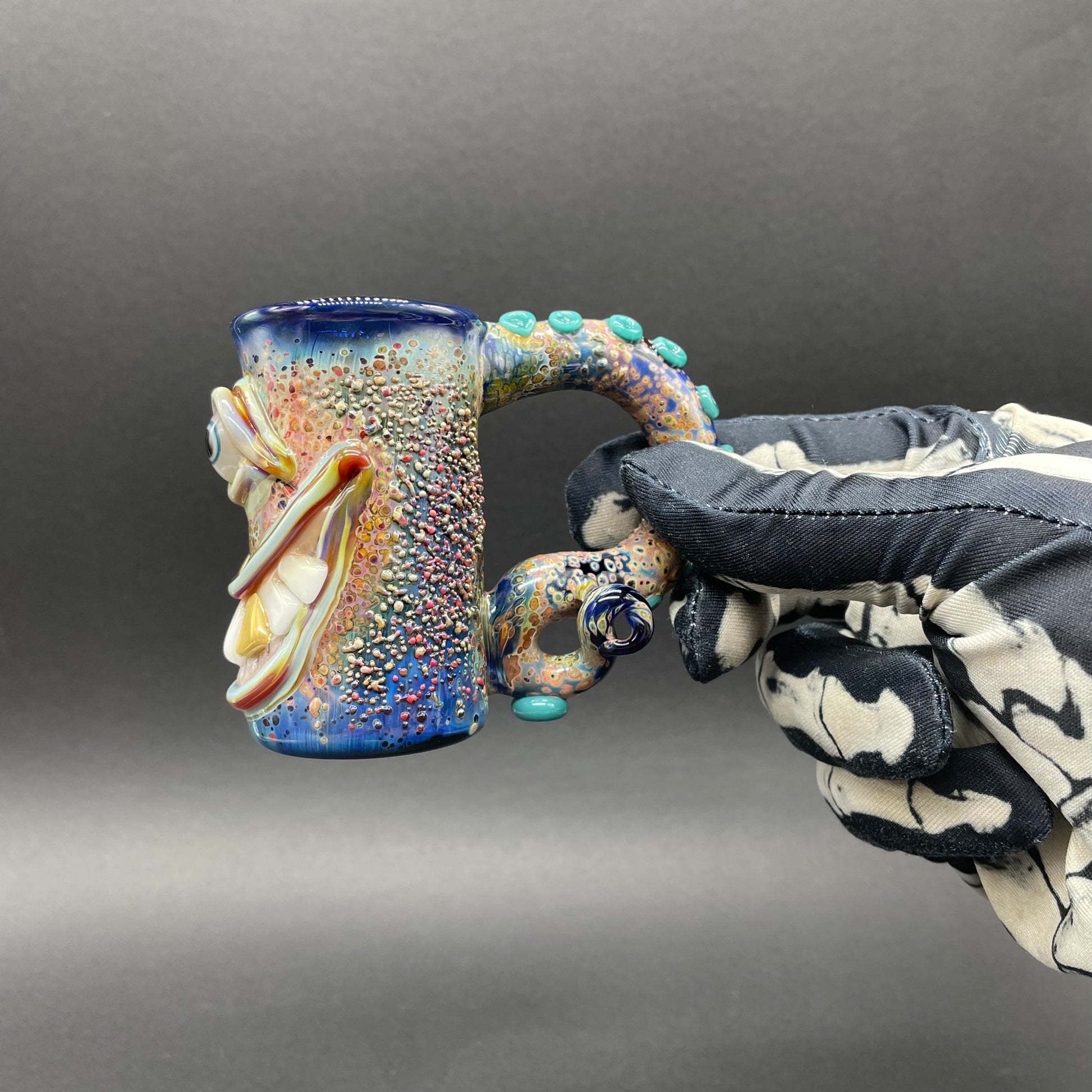 Artisan glass Tentacle espresso cup - detailed craftsmanship
