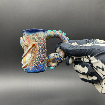 Artisan glass Tentacle espresso cup - detailed craftsmanship
