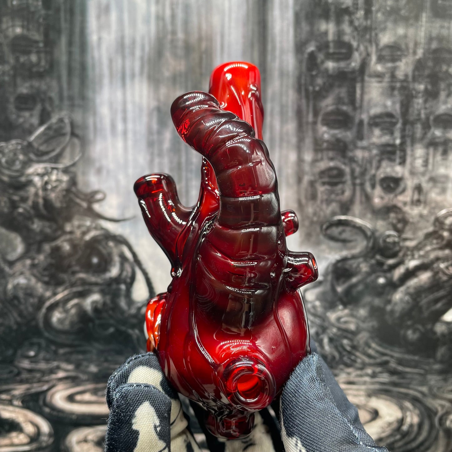 Close-up of Anatomical heart spoon - handcrafted glass