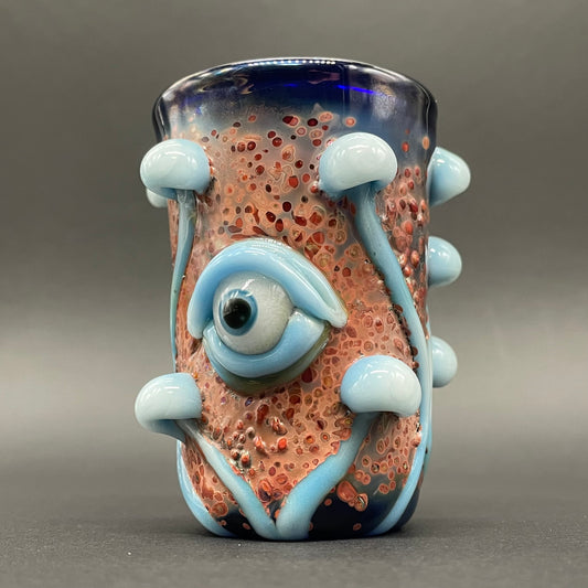 Siberia mushroom shot glass. detail view - premium glass art